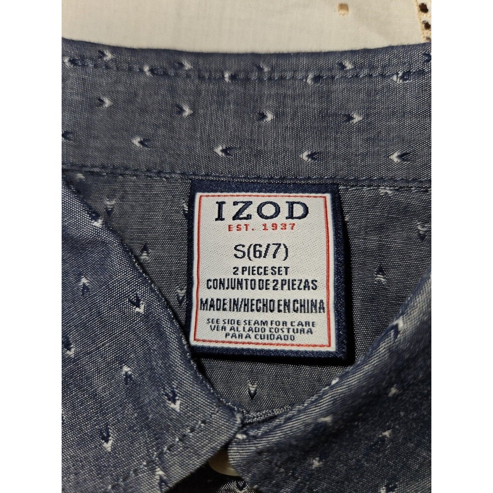Izod Boys Blue Green‎ Small (6/7) Oxford Button Down Collared Long Sleeve Shirt